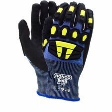 RONCO Sela Gloves - 2X-Large - Cut, Impact, Hand, Oil Protection - Sandy Nitrile Coating - XXL Size - Thermoplastic Rubber (TPR) - Hi-Viz Yellow, Blue, Black - Touchscreen Capable - Cut Resistant, Impact Resistant, Puncture Resistant, Lightweight, Comfortable - For Mining, Construction, Petrochemical Handling, Manufacturing, Maintenance, Repairing, Oil & Gas - 6 / Pack