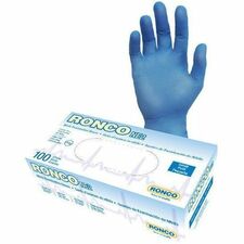 RONCO NE2 Examination Gloves - Large - 4 mil (0.10 mm) Thickness - Contaminant, Allergy, Chemical, Organic Solvent Protection - Large Size - For Right/Left Hand - Nitrile - Blue - Latex-free, Comfortable, Durable, Flexible, Ambidextrous, Textured - For Chemotherapy, Industrial, Healthcare, Food Processing, Medical, Food Handling, Automotive, Dental, Food Preparation, Manufacturing, Meat Processing, ... - 100 / Box