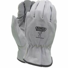 RONCO Wrangler's Gloves - X-Large - Abrasion, Cut Protection - X-Large Size - Goatskin, Grain Leather - White - Abrasion Resistant, Puncture Resistant, Comfortable, Durable, Shirred Back, Gunn Cut - For Industrial, Automotive, Oil & Gas, Machinery, Maintenance, Construction, Material Handling, General Purpose - 6 / Pack