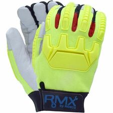 RONCO RMX Mechanics Gloves - X-Large - X-Large Size - Thermoplastic Rubber (TPR), Goatskin, Leather - Hi-Viz Green - Cold Resistant, Thinsulate Lining, Velcro Strap, Secure Fit, Durable, Rugged - For Automotive, Construction, Material Handling, Oil & Gas, General Purpose, Maintenance - 12 / Pack