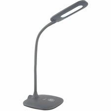 OttLite Flexible Soft Touch LED Desk Lamp - 21.25" (539.75 mm) Height - 6.20 W LED Bulb - Rubberized - Flexible, Touch-activated, Adjustable Brightness, ClearSun LED, Glare-free Light, Adjustable Shade - 460 lm Lumens - Rubber - Desk Mountable - Gray - for Desk, Office, Crafting, Dorm Room