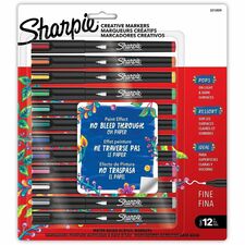 Sharpie Creative Markers - Fine Marker Point - Water Based, Acrylic Based - Multipurpose - 12 / Pack