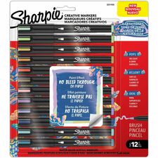 Sharpie Creative Markers - Brush Marker Point - Earth Tone Ink - Water Based, Acrylic Based - Multipurpose - 12 / Pack
