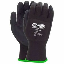 RONCO Flexsor Earth 76-640E Work Gloves - Abrasion, Oil, Wet Protection - Biodegradable Foam Nitrile Coating - Large Size - Spandex - Black - Touchscreen Capable - Biodegradable, Latex-free, Abrasion Resistant, Flexible, Durable, Breathable, Cut Resistant, Blade Cut Resistant, Tear Resistant, Puncture Resistant - For Small Part Handling, Mechanical Work, Warehouse, Automotive, Packaging, Maintenance - 12 / Pack
