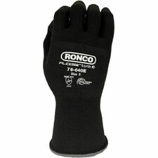 RONCO Flexsor Earth 76-640E Work Gloves - Abrasion, Oil, Wet Protection - Biodegradable Foam Nitrile Coating - Medium Size - Spandex - Black - Touchscreen Capable - Biodegradable, Latex-free, Abrasion Resistant, Flexible, Durable, Breathable, Cut Resistant, Blade Cut Resistant, Tear Resistant, Puncture Resistant - For Small Part Handling, Mechanical Work, Warehouse, Automotive, Packaging, Maintenance - 12 / Pack