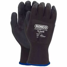 RONCO Flexsor Earth 76-640E Work Gloves - Abrasion, Oil, Wet Protection - Biodegradable Foam Nitrile Coating - XXL Size - Spandex - Black - Touchscreen Capable - Biodegradable, Latex-free, Abrasion Resistant, Flexible, Durable, Breathable, Cut Resistant, Blade Cut Resistant, Tear Resistant, Puncture Resistant - For Small Part Handling, Mechanical Work, Warehouse, Automotive, Packaging, Maintenance - 12 / Pack