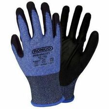 RONCO PrimaCut 69-280 Work Gloves - Abrasion Protection - Polyurethane Coating - 7 Size Number - Small Size - Black, Blue - Blade Cut Resistant, Abrasion Resistant, Tear Resistant, Cut Resistant, Puncture Resistant, Latex-free, Recyclable, Heavy Duty, Flexible, Breathable - For Handling Goods, Waste Management, Sharp Object Handling, Construction, Freight/Transportation, Landscaping, Cable Handling, Metal Fabrication, Carpentry, Masonry, Steel Plant, ... - 6 / Pack