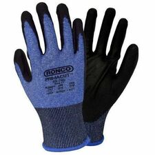 RONCO PrimaCut 69-280 Work Gloves - Abrasion Protection - Polyurethane Coating - 10 Size Number - X-Large Size - Black, Blue - Blade Cut Resistant, Abrasion Resistant, Tear Resistant, Cut Resistant, Puncture Resistant, Latex-free, Recyclable, Heavy Duty, Flexible, Breathable - For Handling Goods, Waste Management, Sharp Object Handling, Construction, Freight/Transportation, Landscaping, Cable Handling, Metal Fabrication, Carpentry, Masonry, Steel Plant, ... - 6 / Pack