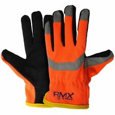 RONCO RMX 73-422 Work Gloves - Small Size - Synthetic Leather - Hi-vis Orange - Touchscreen Capable - Durable, Padded Palm, Snug Fit, Absorbent - For Automotive, Equipment Operation, Yardwork, Field Work, Maintenance, Construction, General Purpose, Machinery, Oil & Gas, Material Handling, Mechanical Work - 12 / Pack