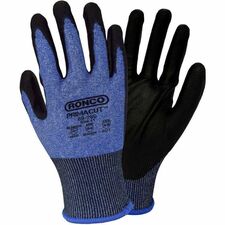 RONCO PrimaCut 69-280 Work Gloves - Abrasion Protection - Polyurethane Coating - 9 Size Number - Large Size - Black, Blue - Blade Cut Resistant, Abrasion Resistant, Tear Resistant, Cut Resistant, Puncture Resistant, Latex-free, Recyclable, Heavy Duty, Flexible, Breathable - For Handling Goods, Waste Management, Sharp Object Handling, Construction, Freight/Transportation, Landscaping, Cable Handling, Metal Fabrication, Carpentry, Masonry, Steel Plant, ... - 6 / Pack