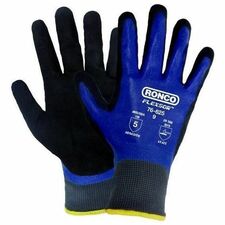 RONCO Flexsor 76-625 Work Gloves - Oil, Abrasion, Dirt Protection - Sandy Nitrile Coating - 10 Size Number - X-Large Size - Nitrile - Black, Blue - Abrasion Resistant, Latex-free, Breathable, Blade Cut Resistant, Tear Resistant, Puncture Resistant, Cut Resistant - For Assembling, Finished Goods, Machinery, Small Part Handling, Fishery, Aquaculture, Material Handling, Warehouse, Inventory, Oil Handling, Tools, ... - 12 / Pack