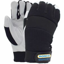 RONCO Wrangler's 72-082 Work Gloves - Abrasion, Dirt, Debris Protection - Large Size - Grain Leather - Black - Durable, Comfortable, Abrasion Resistant, Hooded Fingertip, Snug Fit, Elastic Wrist, Velcro Strap, Padded Knuckle - For Automotive, Gardening, Landscaping, Maintenance, Construction, Yardwork, Field Work, Farming, Ranching - 12 / Pack