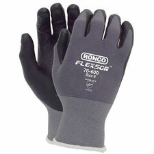 RONCO Flexsor 76-600 Work Gloves - Abrasion, Oil, Wet Protection - Microfoam Nitrile Coating - 11 Size Number - XXL Size - Black/Gray - Lightweight, Breathable, Latex-free, Abrasion Resistant, Flexible, Comfortable - For Assembly, Finished Goods, Equipment Operation, Machinery, Small Part Handling, Fishery, Aquaculture, Material Handling, Warehouse, Inventory, Crane, ... - 12 / Pack