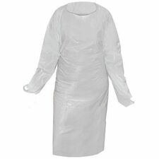 RONCO Cast Polyethylene (CPE) Gown with Thumbholes - One Size - White - Cast Polyethylene (CPE) - 50 / Pack