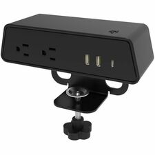 Horizon iPS1-2A2U1C Power Outlet - 2 x Power Receptacles Clamp Mount, Surface Mount - Black