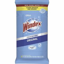 Glass & Surface Wipes, Pre-moistened, Streak-free, Unscented, White, 38/Pack