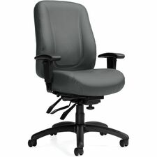 Global Overtime High Back Multi-Tilter Chair - Memory Foam Seat Material - High Back - 5-star Base - Black - LuxPlus Fabric - Armrest - 1 Each