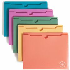 U Brands U-Eco Letter File Jacket - 8 1/8" (206.25 mm) x 11" (279.40 mm) - 100 Sheets Capacity - 1" (25.40 mm) Expansion - Poly, Plastic, Wheat Straw - Assorted Bright - Tear Resistant, Water Resistant, Acid-free, PVC-free, Durable, Ergonomic - 5 / Pack