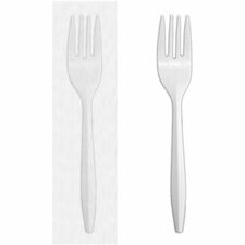 Dorfin Table Accents - Polypropylene Forks - 5.9" - Individually Wrapped - Cafeteria - Plastic, Polypropylene - White - 1000 Box