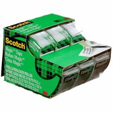 Scotch Tape, 3105-ESF, 3/4 in x 300 in (19 mm x 7.62 m) - 25 ft (7.6 m) Length x 0.75" (19 mm) Width - 1" (25.40 mm) Core - Matte - Transparent - Matte Acetate Backing - Synthetic Acrylic Adhesive - Dispenser Included - Handheld Dispenser - Moisture Resistant, Yellowing Resistant, Split Resistant, Tear Resistant - For Photo, Office, Home, School, Wrapping, Sealing, Mending, Note, Document, Crafting, Classroom, ... - 3 / Pack