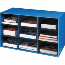 Fellowes Oversized Compartment Organizer - 9 Shelf(ves) - 16" (406.40 mm) Height x 28.3" (717.55 mm) Width x 13" (330.20 mm) Depth - Sturdy, Corrugated - Blue - 1 Each