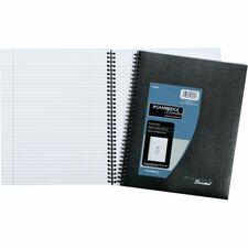 Cambridge Business Notebook - 80 Sheets - Plain - Twin Wirebound - College Ruled Front Ruling - Ruled Margin - White Paper - Black Binding - Flexible, Flexible Cover, Perforated - 1