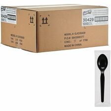 Disposable Polystyrene Spoon, Black, 1000/Carton