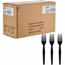 Disposable Polystyrene Fork, Black, 1000/CT