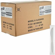 Heavy-Weight Polypropylene Cutlery, Fork and Knife, White, 1000/Carton