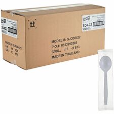Heavy-Weight Polypropylene Cutlery, Soup Spoon/Fork, White, 1000/Carton