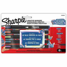 Sharpie Creative Markers - Earth Tone Ink - Water Based, Acrylic Based - Glass, Art, Coloring - 5 / Pack