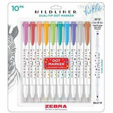 Zebra Mildliner Dual-Tip Dot Marker - Chisel, Fine Bullet, 2 mm (0.08"), 5 mm (0.20") Marker Point - Assorted Ink - Project, Journaling, Planner - 10 / Pack