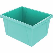 Storex Storage Bin - 15 L - 7.9" (199.90 mm) Height x 13.6" (345.44 mm) Width x 11.2" (284.48 mm) Depth - Handle, Impact Resistant - Teal - Plastic - 1 Each