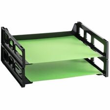 Victor Stacking Letter Tray - Desktop - Stackable - Eco-friendly, Side-loading - Black - Plastic - 2 / Pack