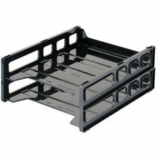 Victor Letter Tray - Desktop - Stackable - Eco-friendly, Front Loading - Black - Plastic - 2 / Pack