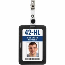 Merangue Black Silicone ID Card Holder - Horizontal, Vertical - 3.75" (95.25 mm) Height x 2.50" (63.50 mm) Width - Plastic, Metal, Silicone - Black - Lanyard - 12 / Box
