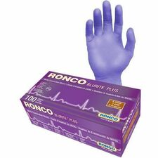 RONCO Blurite Plus Examiniation Gloves Medium - 4 mil (0.10 mm) Thickness x 9.06" (230 mm) Glove Length - Chemical Protection - Medium Size - For Right/Left Hand - Nitrile - Dark Blue - Ambidextrous, Non-sterile, Accelerator-free, Textured, Latex-free, Chemical Resistant - For Automotive, Dental, Food Preparation, Beverage Processing, Laboratory, Clinical, Pharmaceutical, Veterinary, Beauty Salon, Cosmetology, Fishery, ... - 100 / Box