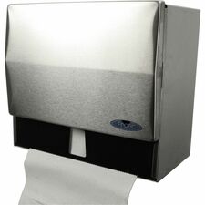Frost Universal Towel Dispenser - Singlefold, Roll Dispenser - 6" (152.40 mm) Roll Diameter - 9.69" (246 mm) Height x 10.59" (269 mm) Width x 6.89" (175 mm) Depth - Stainless Steel, Galvannealed Steel, Cold Rolled Steel - Brushed Silver, Black - Durable, Long Lasting, Hinged Door, Ergonomic, Rust Resistant - 1 Each