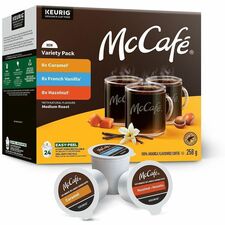McCafé® K-Cup, Pod Flavoured Coffee K-Cup Pods - Compatible with Keurig K-Cup Brewer - American, Regular - Medium - K-Cup, Pod - Premium Roast, Caramel, French Vanilla, Hazelnut - Kosher - 24 / Box