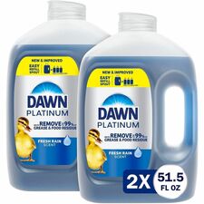 Platinum Dishwashing Soap, Multipurpose, Fresh Rain Scent, Blue, 51.5 fl oz, 2/Carton