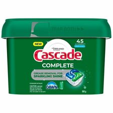 Cascade Complete Action Pacs, Dishwasher Detergent, Fresh, Pack of 45 - For Dish, Dishwasher - Pod - Fresh Scent - Recommended For: Residue Remover, Grease Remover, Water Mark Remover, Food Remover, Hard Water Remover - Phosphate-free, Unclog, Easy to Use, Dishwasher Safe - 45 / Pack