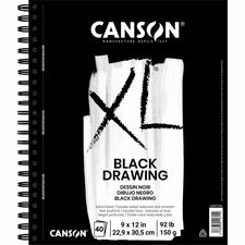 Canson XL Drawing Pad - 10 Sheets - Wire Bound - Black Cover - 3 / Pack