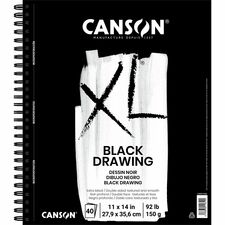 Canson XL Drawing Pad - 10 Sheets - Wire Bound - Black Cover - 3 / Pack