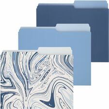 Merangue 1/2 Tab Cut Letter Top Tab File Folder - 8 1/2" (215.90 mm) x 11" (279.40 mm) - Top Tab Location - 13 pt. (4.58 mm) - Blue - 3 / Pack