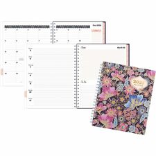 Mead CatCoq Retro Flower Weekly/Monthly Planner - Weekly, Monthly - 15 Month - October 2027 to December 2027 - Letter - 8 1/2" x 11" Sheet Size - Wire Bound - Poly Cover