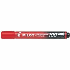 Pilot 100 Bullet Tip Permanent Markers - Bullet Marker Point - Red Ink - 1 Each