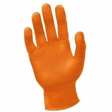 RONCO Octopus Grip Examination Gloves - 6 mil (0.15 mm) Thickness - Chemical, Wet Protection - Extra Large Size - For Right/Left Hand - Nitrile - Orange - Latex-free, Non-sterile, Ambidextrous, Diamond Textured, Raised Diamond Grip, Chemical Resistant, Diamond Embossed Palm - For Printing, Industrial, Janitorial Use, Veterinary, Hospitality, Automotive, Electronic, Laboratory, Food Service, Meat Packing, Environmental Service, ... - 500 Gloves/Case - 50 / Box
