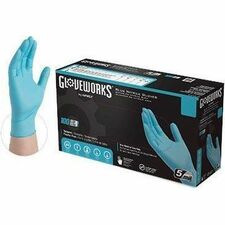 Nitrile Exam Gloves, Powder-Free, 5 mil, 9.45" Length, XXL, Blue, Textured, 100/Box
