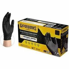 Nitrile Exam Gloves, Powder-Free, 6 mil, Small, Black, 100/Box