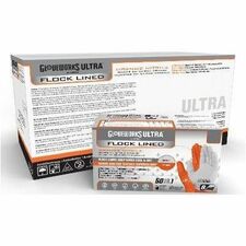 ULTRA RDT Nitrile Gloves, 6 mil, 9.06" Length, Flock-Lined, Chemical Resistant, X-Large, Orange, 10/Box